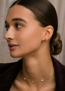 Leoni ear studs with Amethyst and Champagne Quartz - gold plated