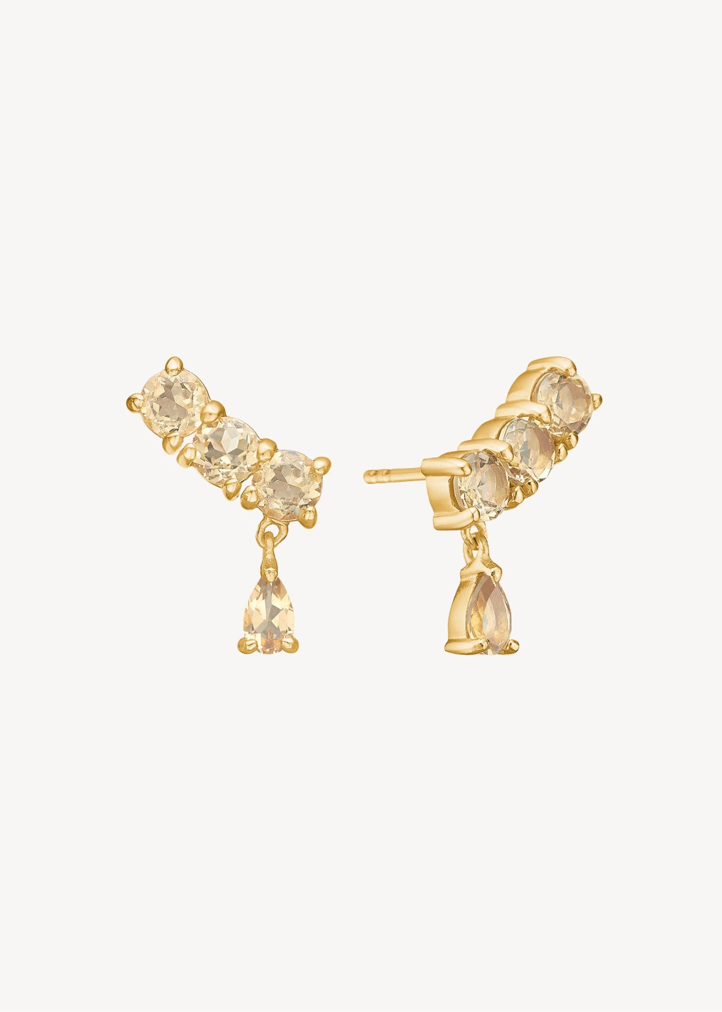 Leoni ear studs with Champagne Quartz - gold plated