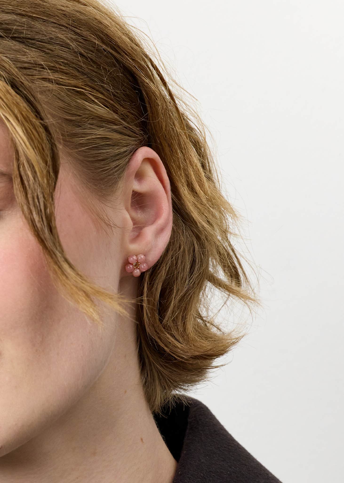 Flower earrings with Rhodochrosite and Prasiolite - gold plated
