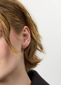 Flower earrings with Rhodochrosite and Prasiolite - gold plated
