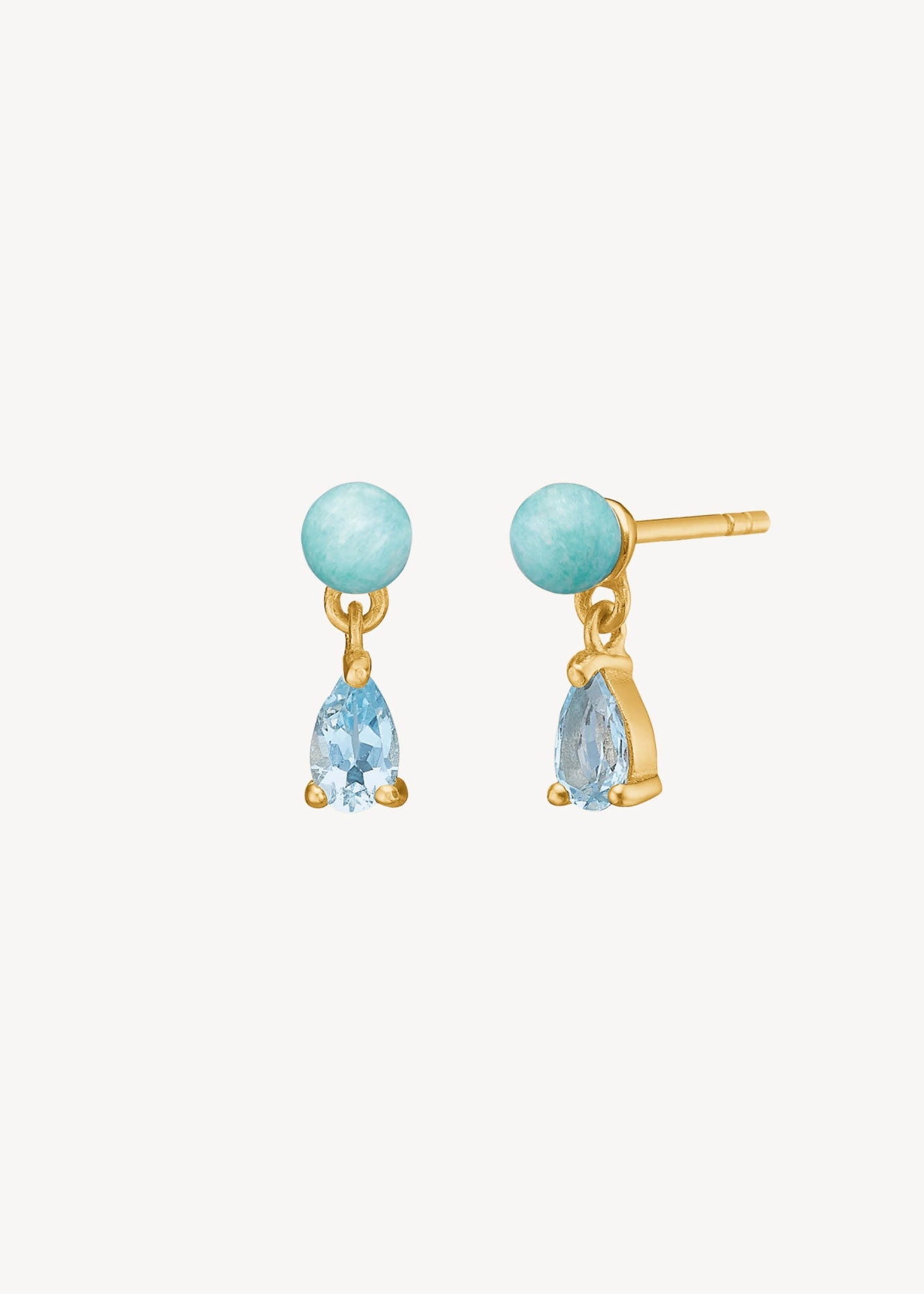 Blue Topaz and Aquamarine Dangle Earrings Gold-plated Sterling Silver