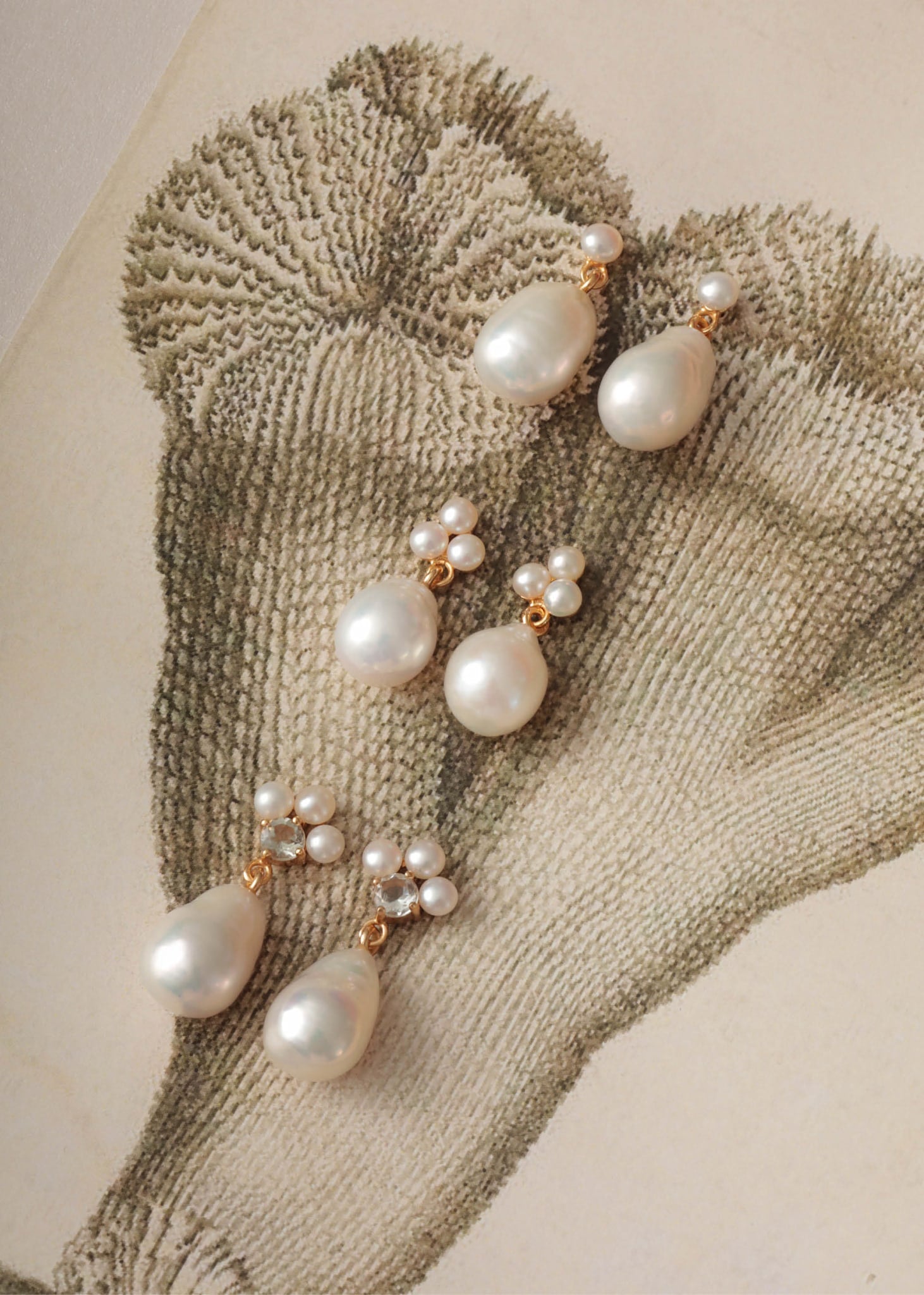 Freshwater pearl earrings in gold from carré jewellery's reef collection