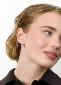 Lula ear studs with Pearl and Pink Opal - gold plated