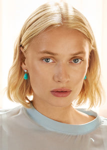 Polly ear studs with Blue Topaz and Amazonite - gold plated