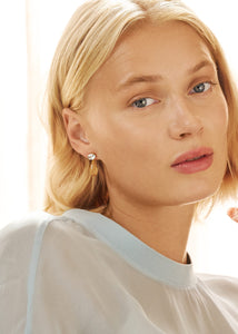 Polly ear studs with Lemon Quartz and Blue Topaz - gold plated