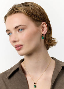 Polly necklace with Smokey Quartz and Malachite - gold plated