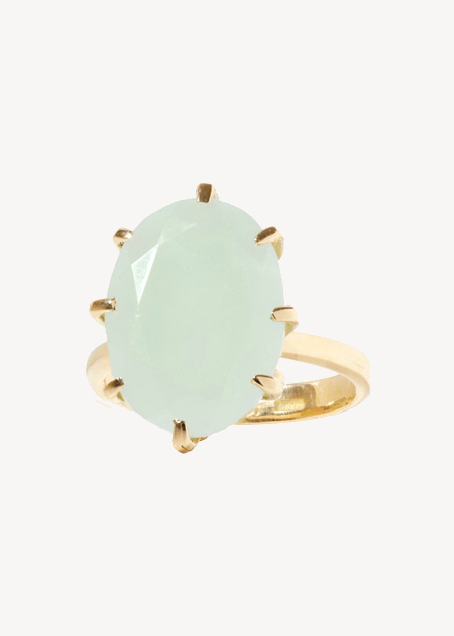 Stunning 18-karat gold birthstone March ring with a large blue Aquamarine gemstone in with a cocktail design with prong settings on sale - perfect as a statement ring 