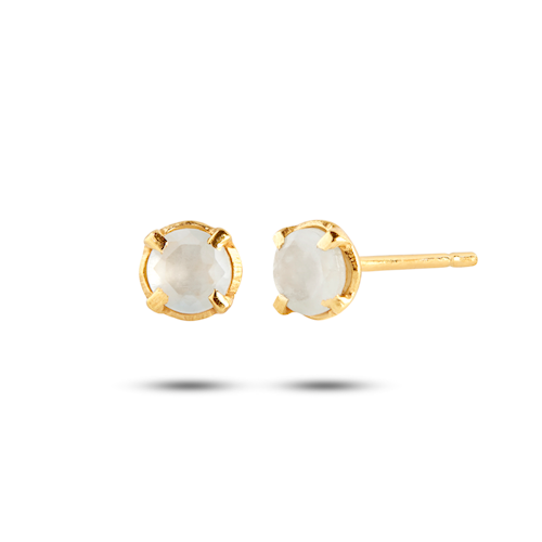 Gold plated ear studs with Aquamarine