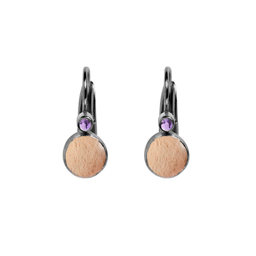 Oxidised earrings with sand Moonstone and Amethyst