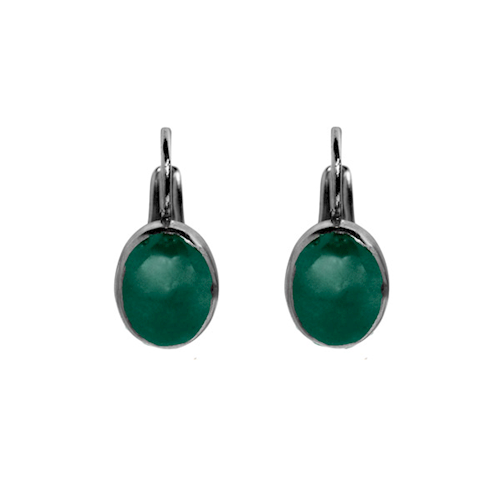 Oxidised earrings with green Agate