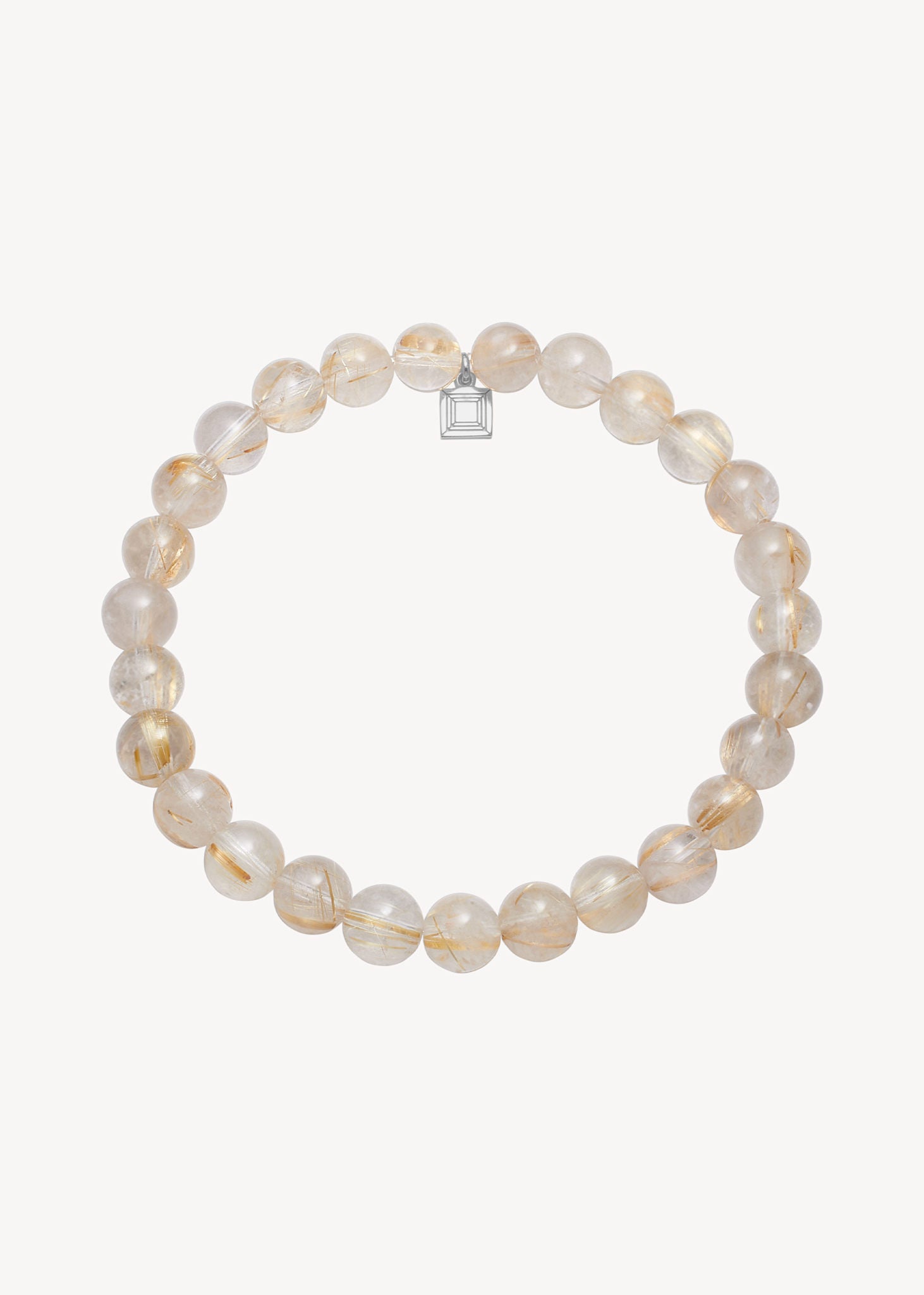 Slip on ædelstensarmbånd til mænd i med et dog tag i sterling sølv med carré logo og er sat med gyldne rutil kvarts ædelsten