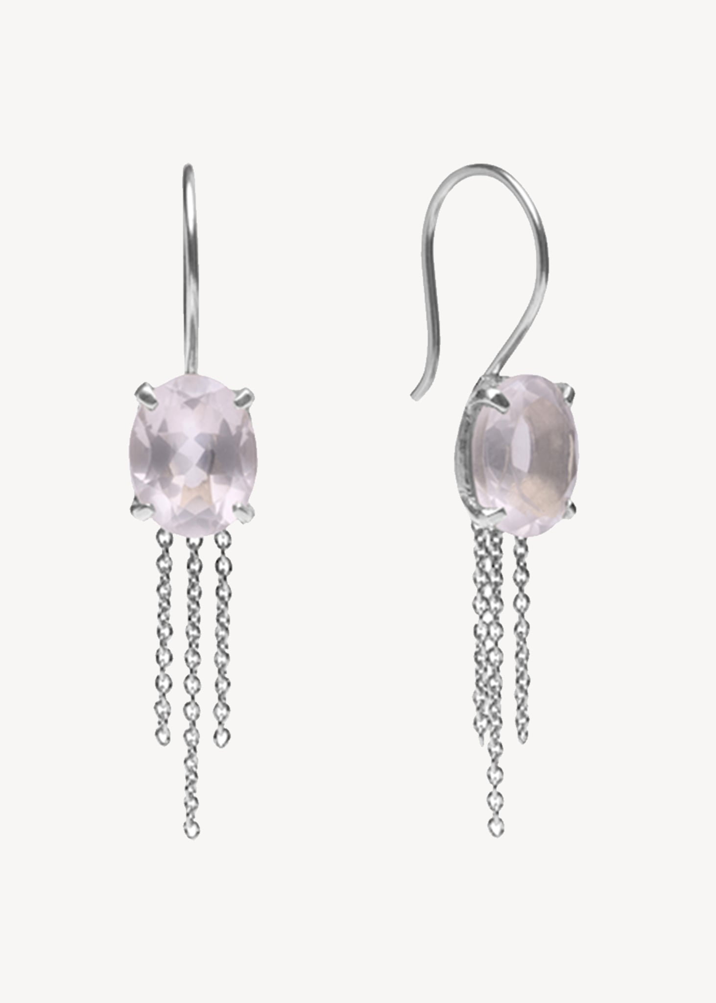 Karmen earrings with Rose Quartz - silver