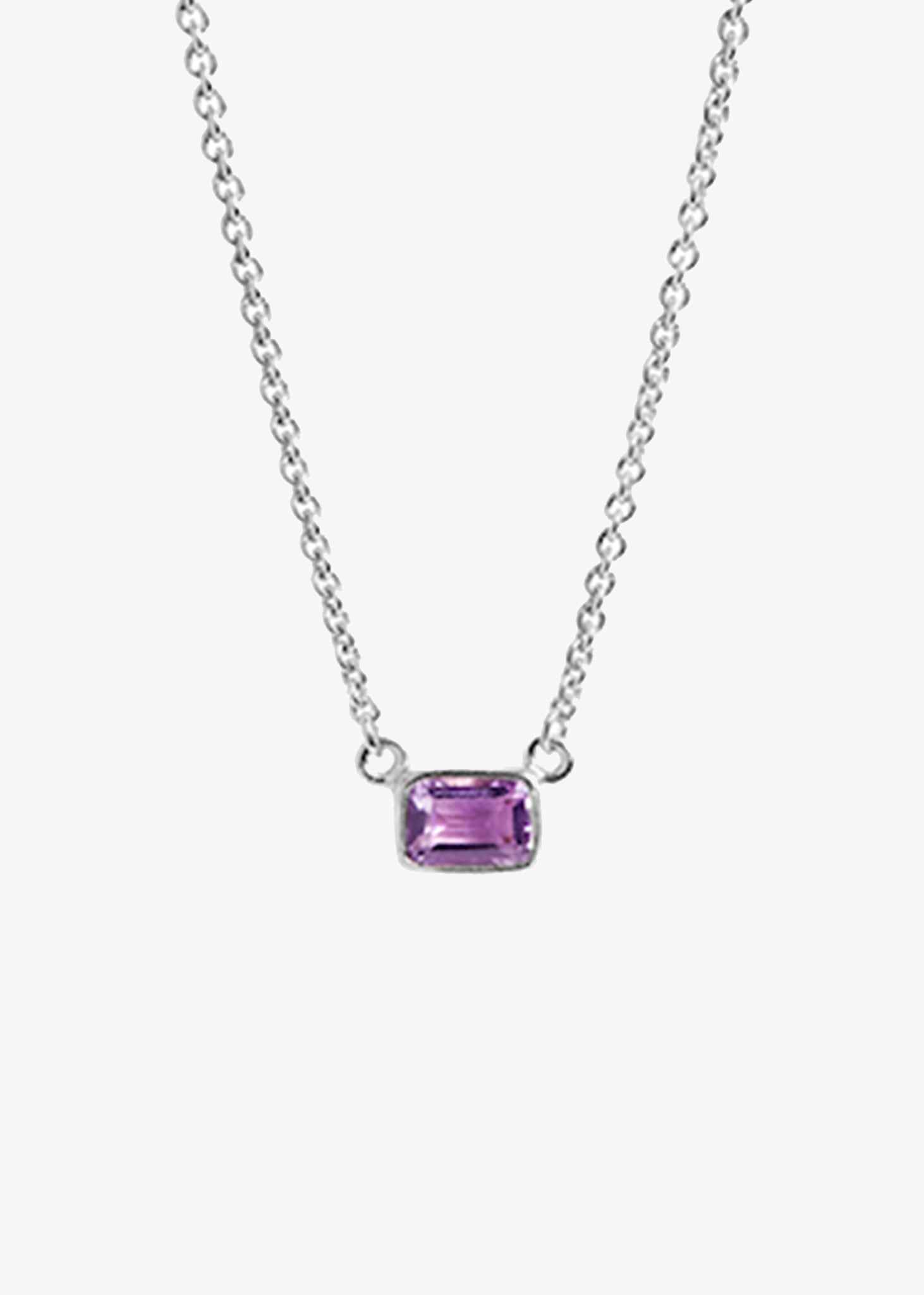 Necklace in sterling silver on sale with a purple amethyst gemstone for men and women