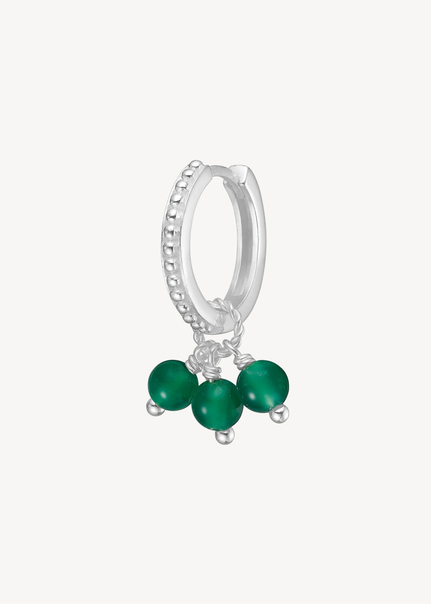 sterling sølv triad ørering sat med tre grønne agat ædelsten fra carré jewellery