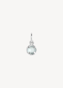 Cute silver pendant for necklaces and bracelets with March's birthstone, Aquamarine in 925 sterling silver in scandinavian design on sale