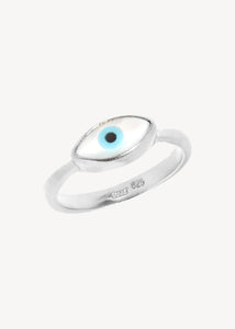 Evil Eye ring with Mother of Pearl - silver