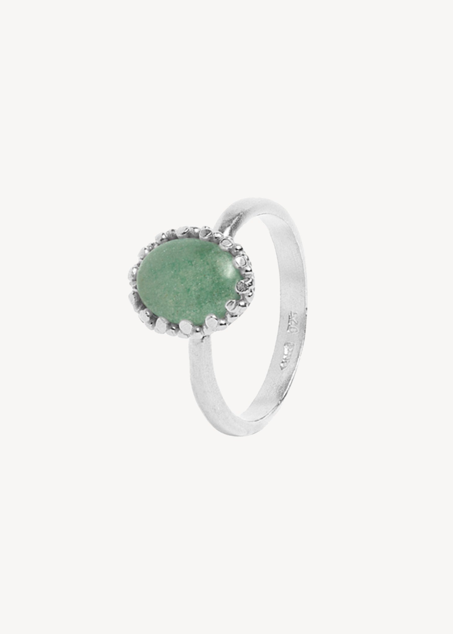 Elegant lana ring i 925 sterling sølv med en blondekant og grøn aventurin ædelsten