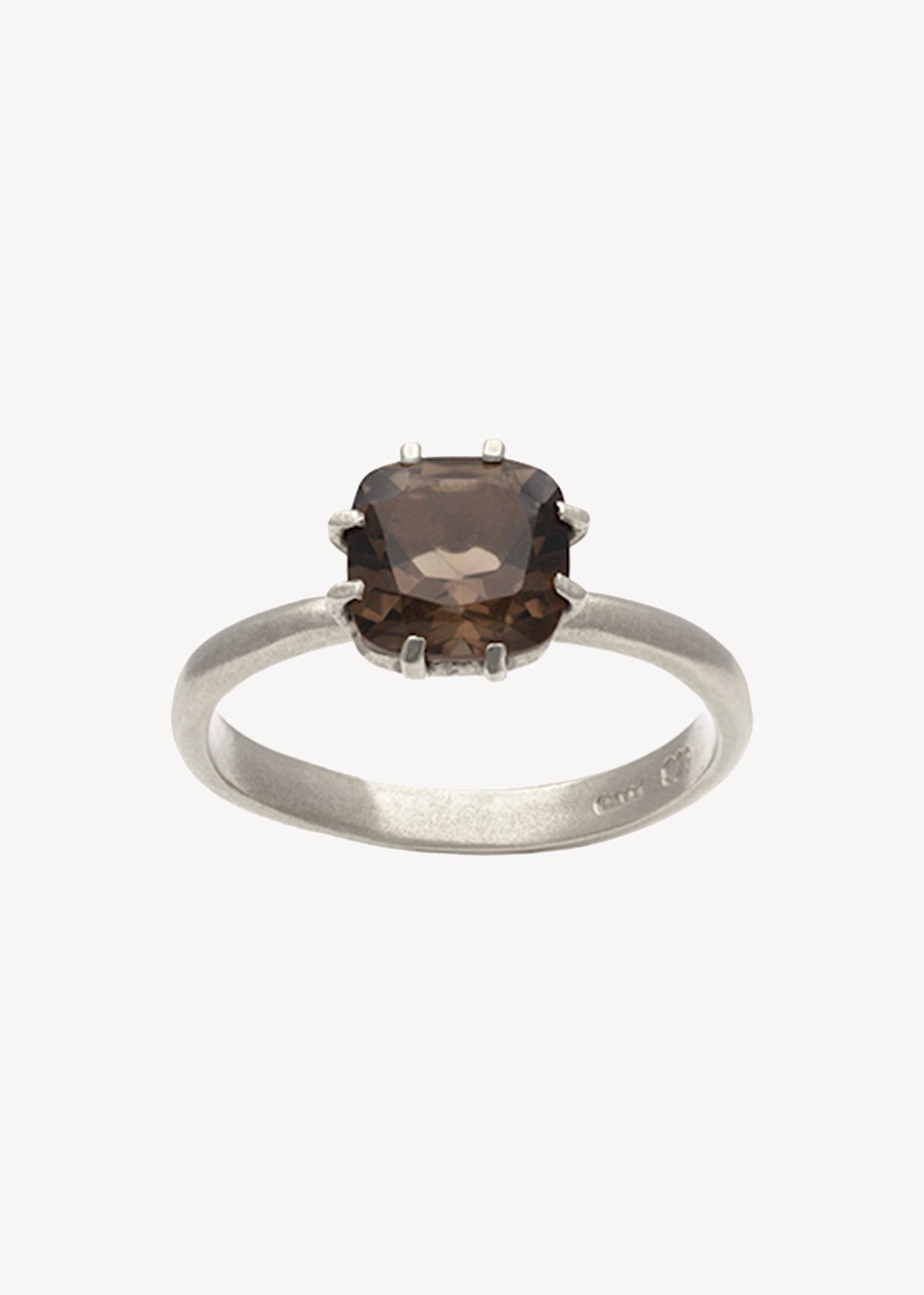 Cushion ring with Smokey Quartz - silver