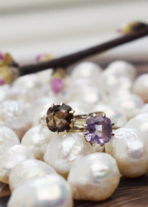 Cushion ring with Amethyst - silver