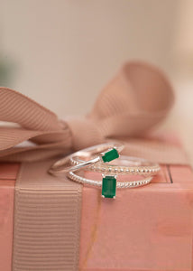 Confetti ring with Green Agate - silver