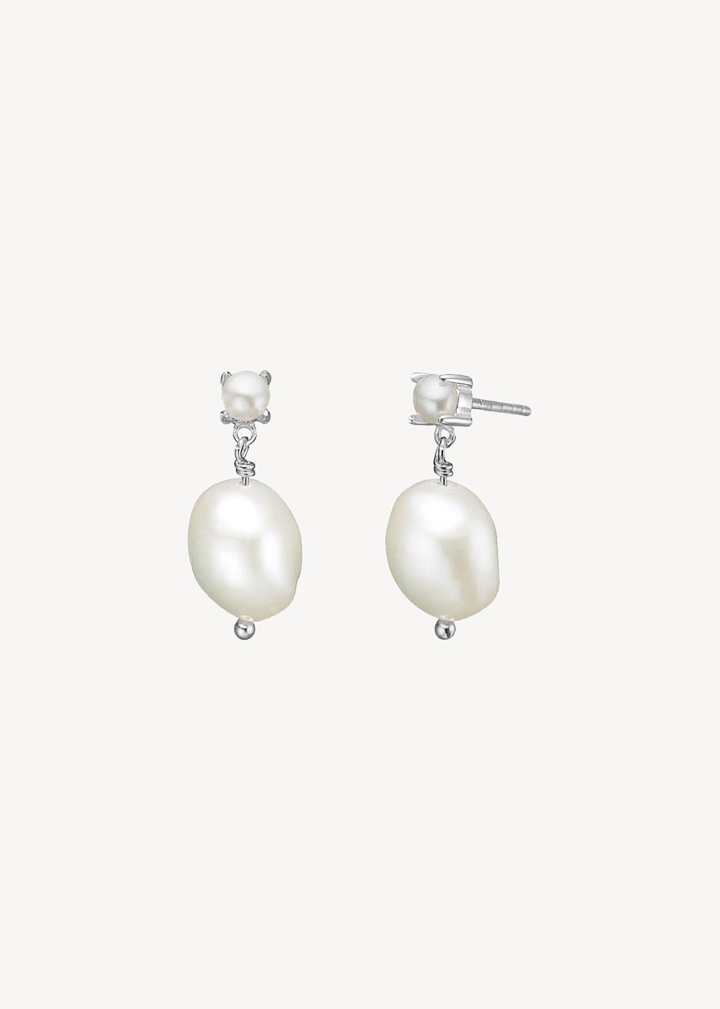 Lagoon ear studs with Pearl - silver