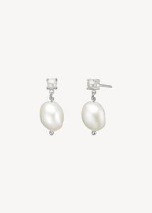 Lagoon ear studs with Pearl - silver