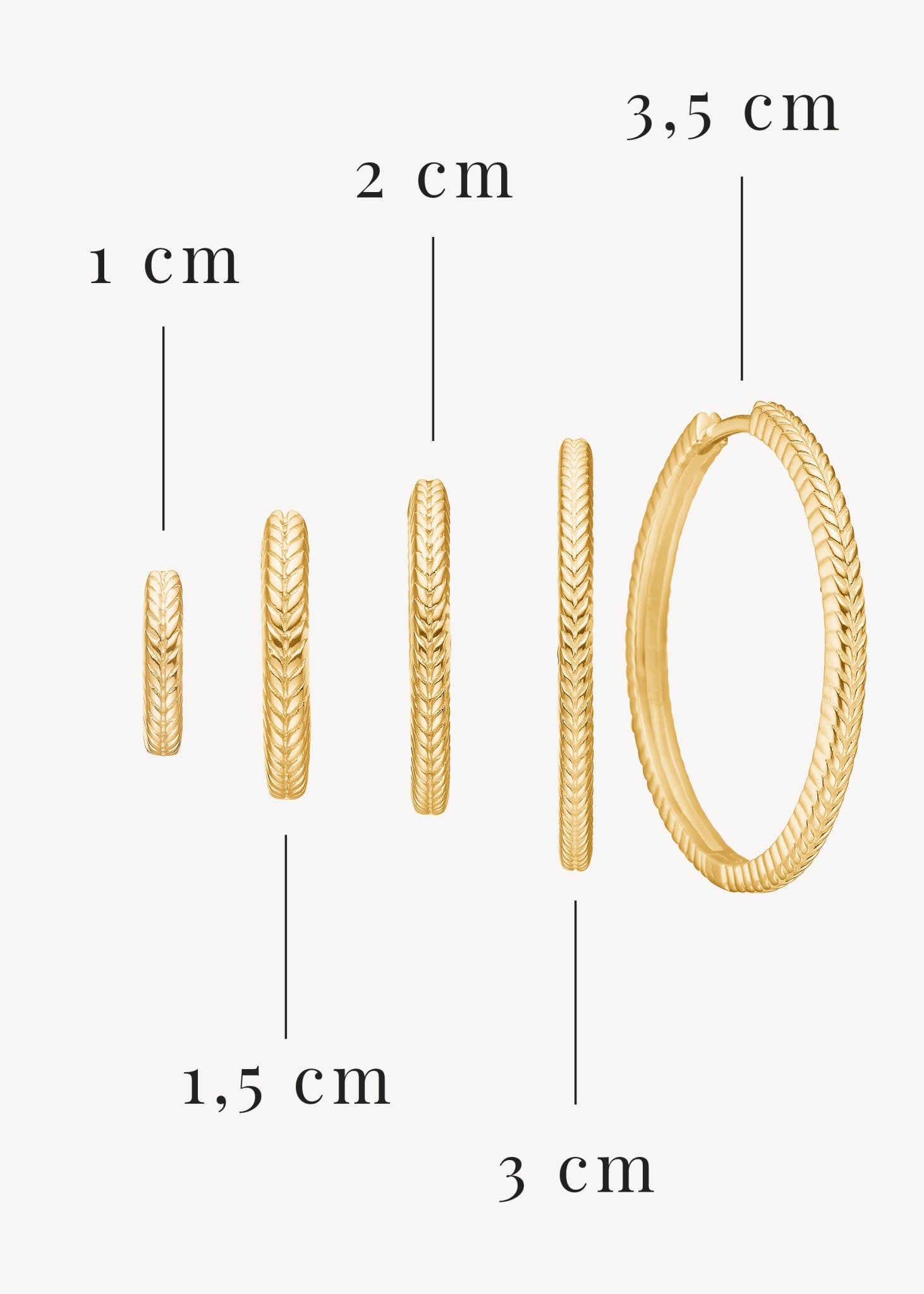 Fishbone hoop 1cm - gold plated