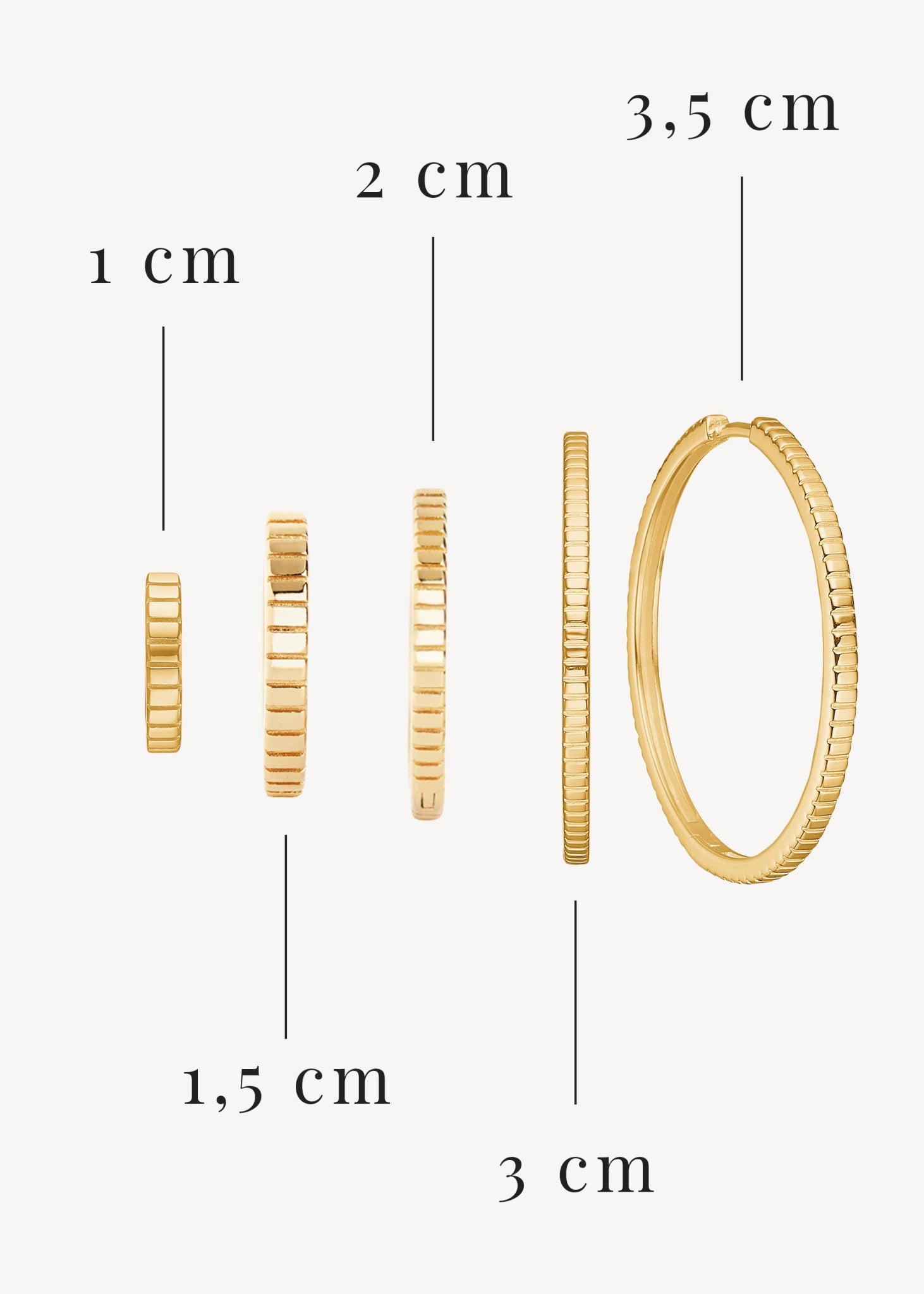 Pinstripe hoop 3cm - gold plated