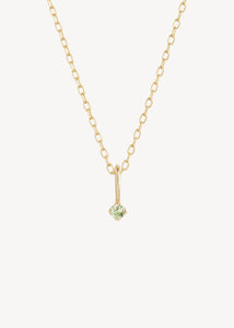 Cute and elegant pendant for necklaces in 10 karat real gold from carré jewellery set with a small green tourmaline gemstone in prong settings