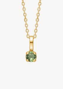 10 karat solid gold pendant for necklaces from carré jewellery set with a green tourmaline gemstone in a prong setting