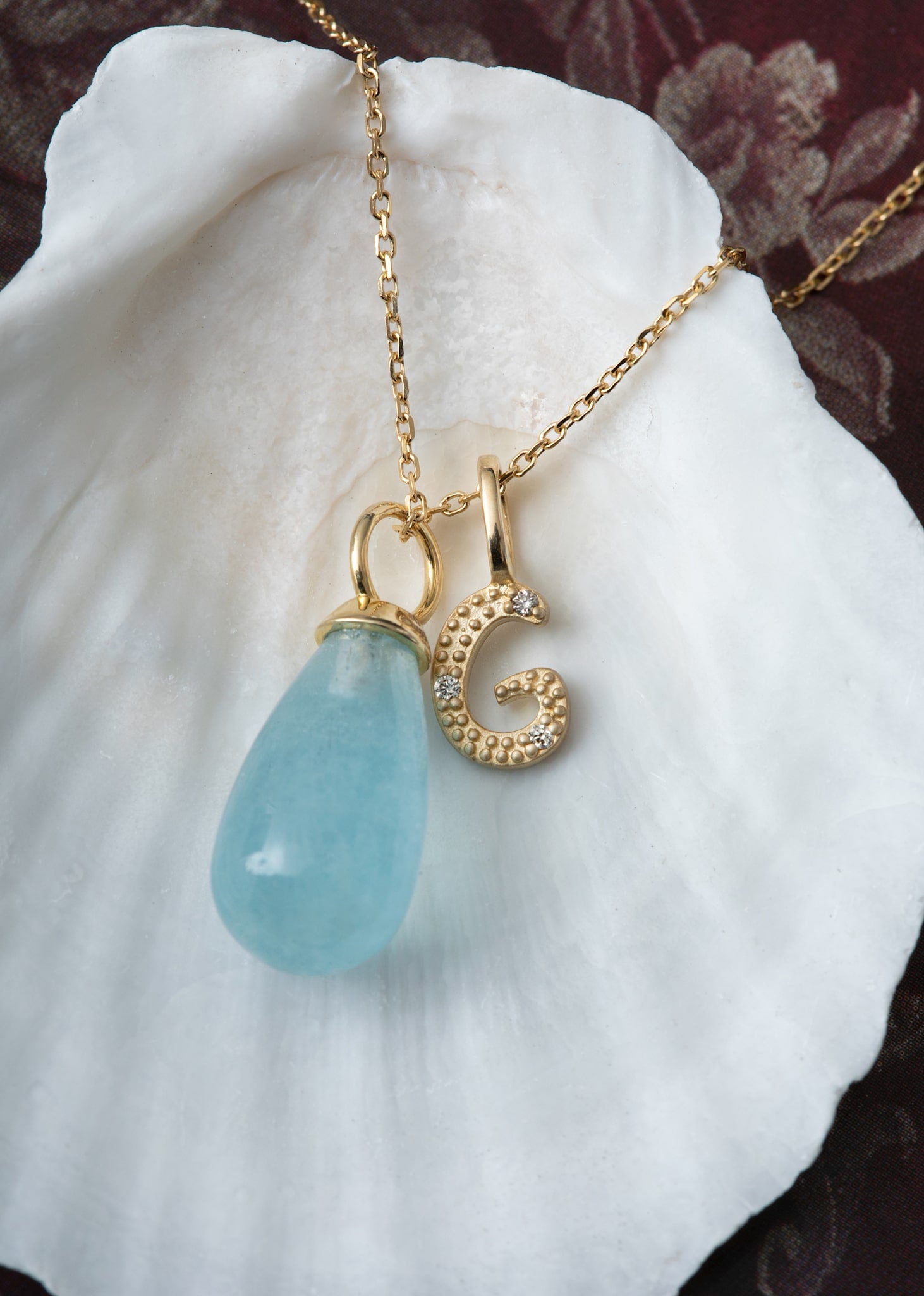 10-Karat Drop pendant with Aquamarine