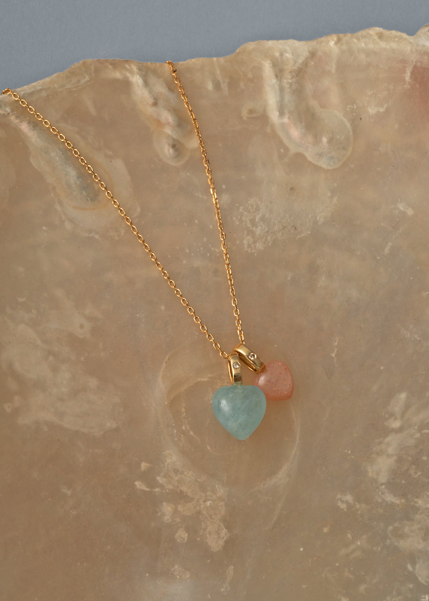 10-Karat Heart pendant with Aquamarine and Diamond