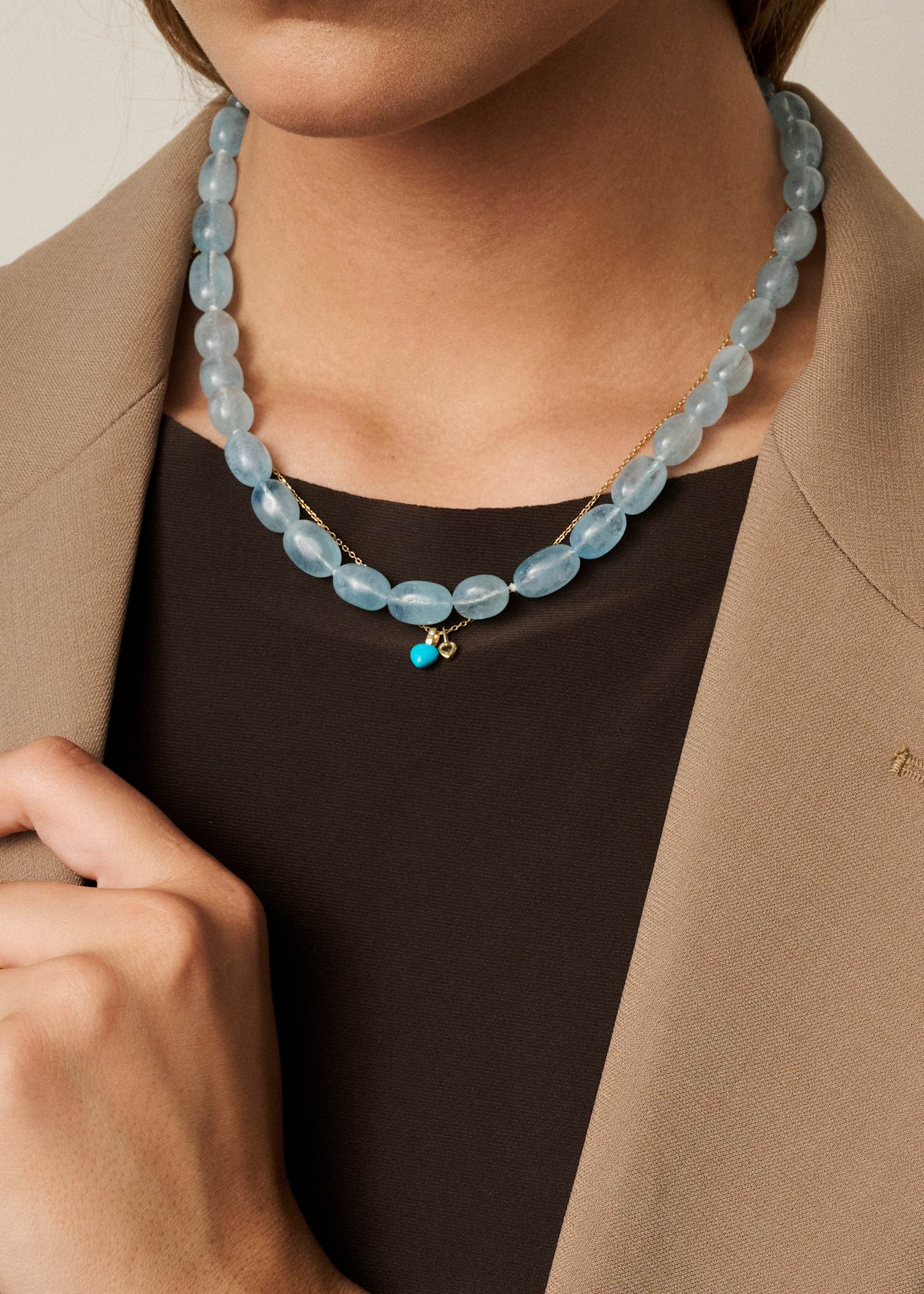 10-Karat Heart pendant with Turquoise and Diamond