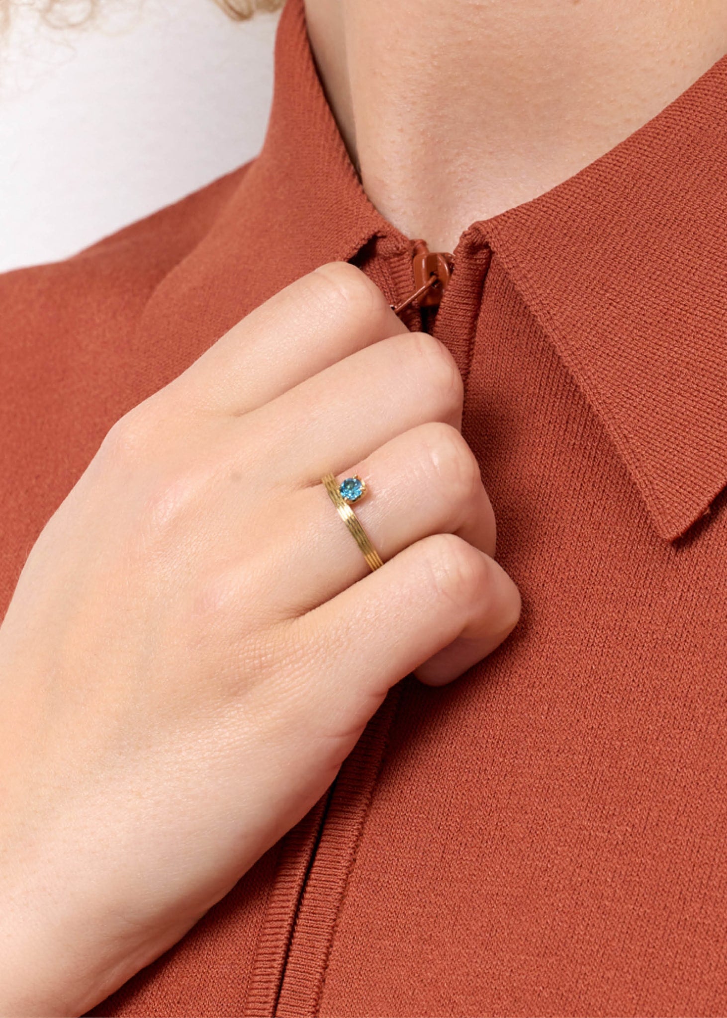 10-karat Naomi ring with London Blue Topaz