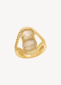 10-karat Double Bubble ring with Golden Rutil Quartz