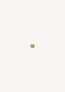 Small ear stud in 10 karat real gold set with a green tourmaline gemstone in a prong setting