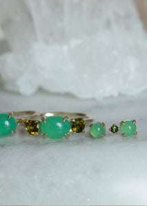 10-Karat Bryna ear stud with Chrysoprase and Tourmaline