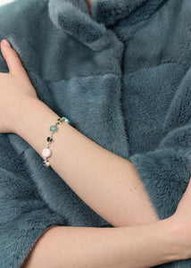 Camé bracelet with gemstones - oxidised silver