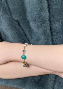 Camé bracelet with gemstones - oxidised silver