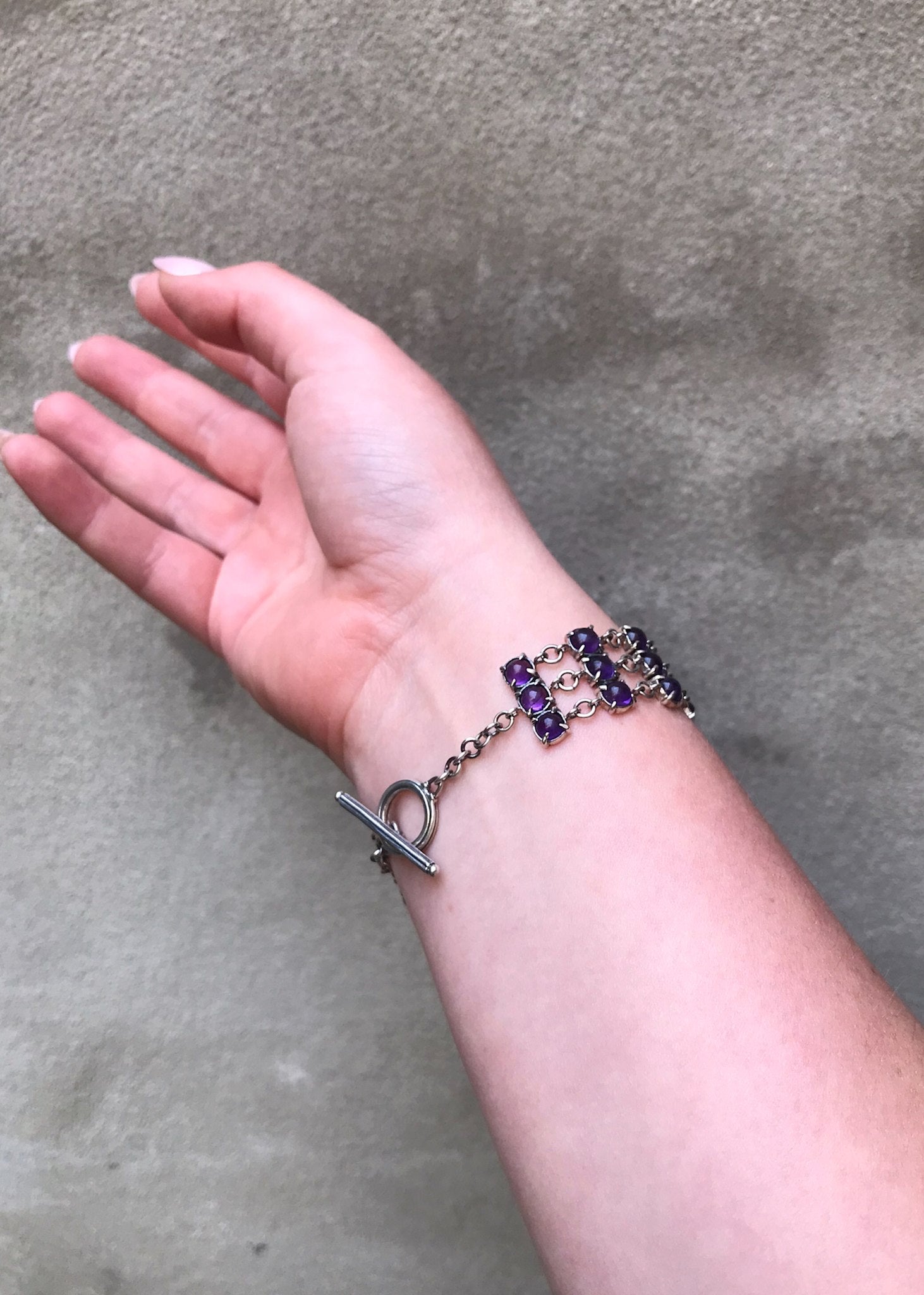 Ameline bracelet with Amethyst - oxidised silver