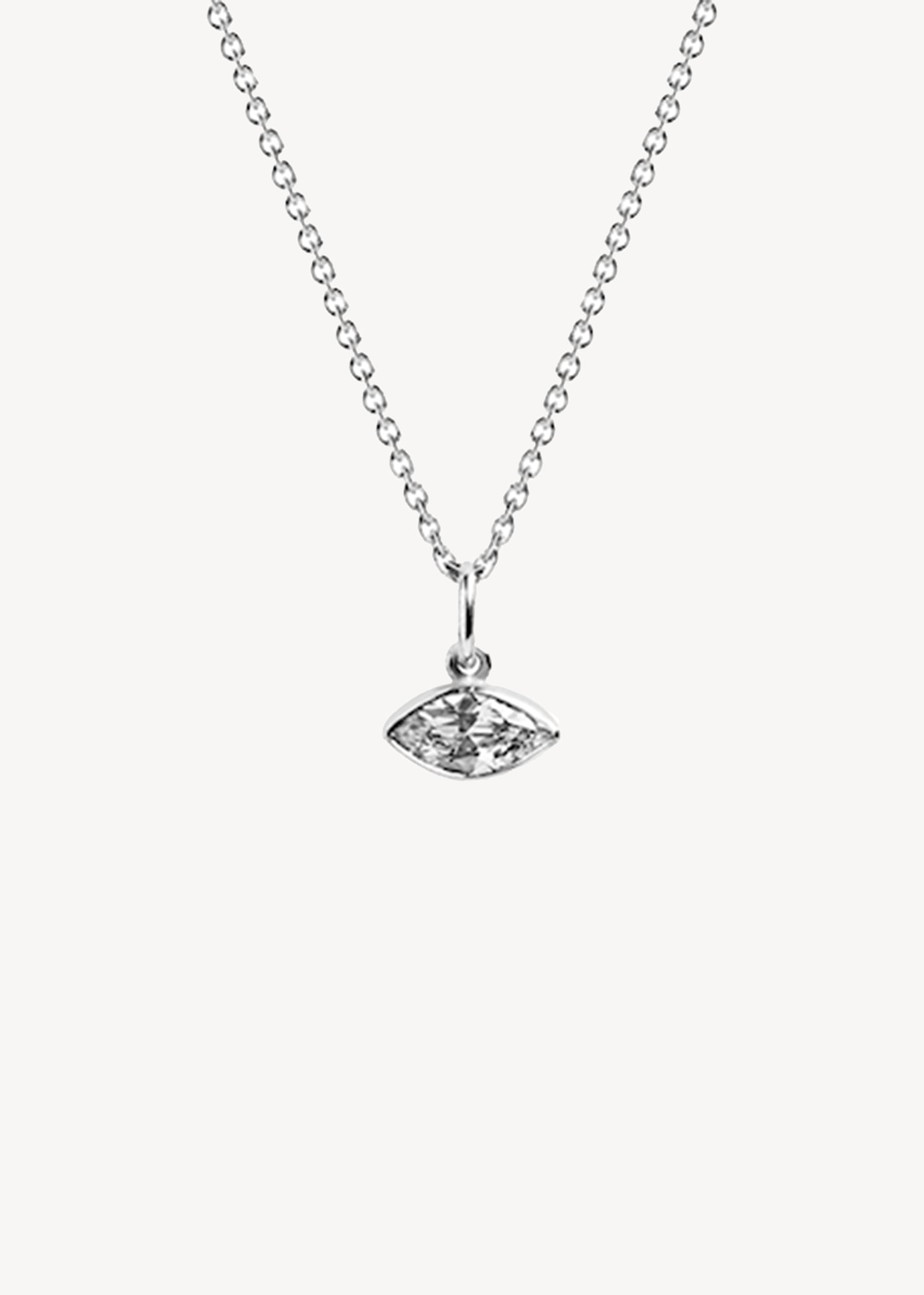 Cute pendant for necklaces on sale in sterling silver with a navette cut zirconia gemstone, perfect gift for her under 20 eur