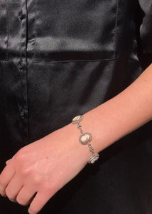 Cameo bracelet with Cameo and Zirconia - oxidised silver