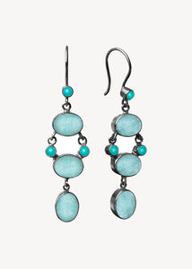 Celeste earrings with Amazonite and Turquoise - oxidised silver