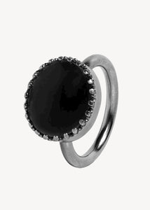 Ceos ring with Black Agate - oxidised silver