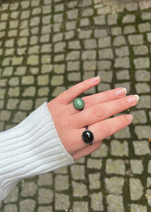 Ceos ring with Black Agate - oxidised silver