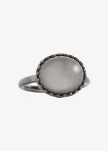 Ceos ring with Grey Moonstone - oxidised silver