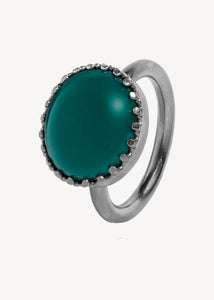 Ceos ring with Green Agate - oxidised silver