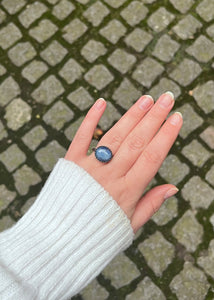 Ceos ring with Kyanite - oxidised silver