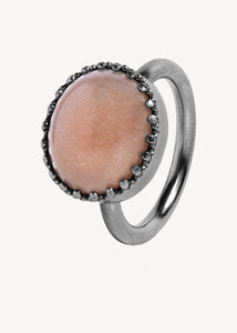 Ceos ring with Sand Moonstone - oxidised silver