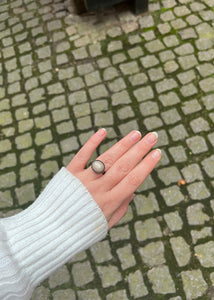 Ceos ring with Sand Moonstone - oxidised silver